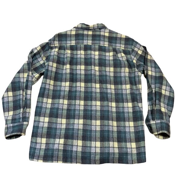 Vtg Pendleton Board Shirt M Virgin Wool Plaid Loop Collar Long Sleeve Shacket - Picture 4 of 4